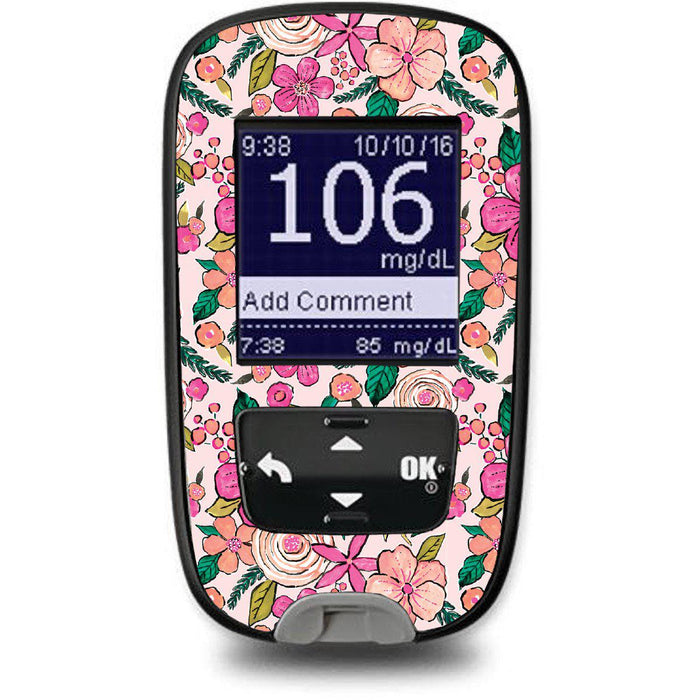 Peach Floral Sticker For The Accu-Chek Guide Glucometer Meter Peelz Accu-Check