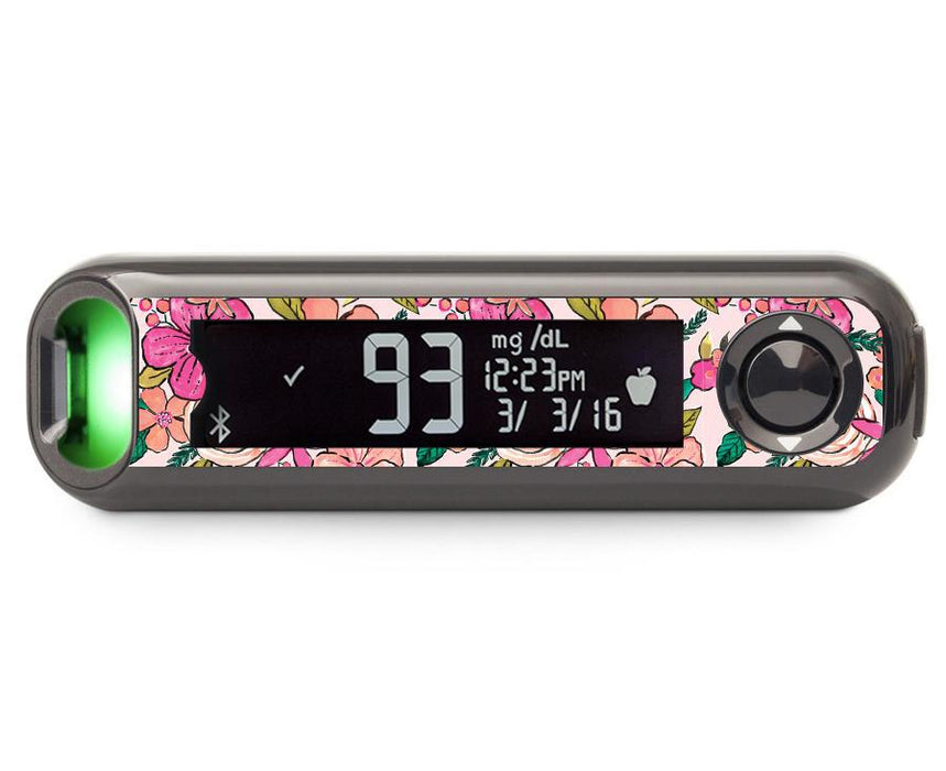 Peach Floral For Bayer Contour© Next One Glucometer Peelz Contour Meters