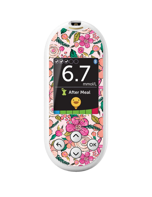 Peach Floral For Onetouch Verio Reflect Glucometer Peelz