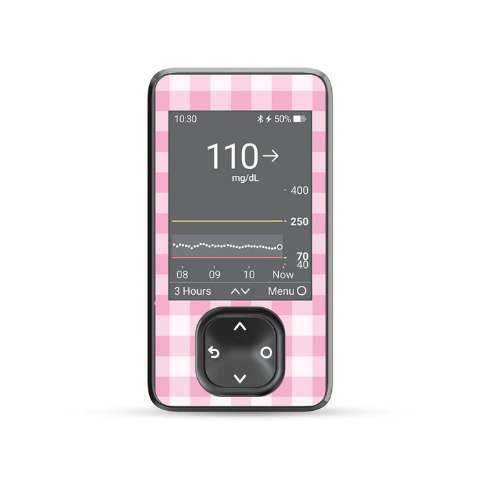 Pink Plaid DEXCOM G7 and Stelo and G6 Receiver Sticker-Pump Peelz