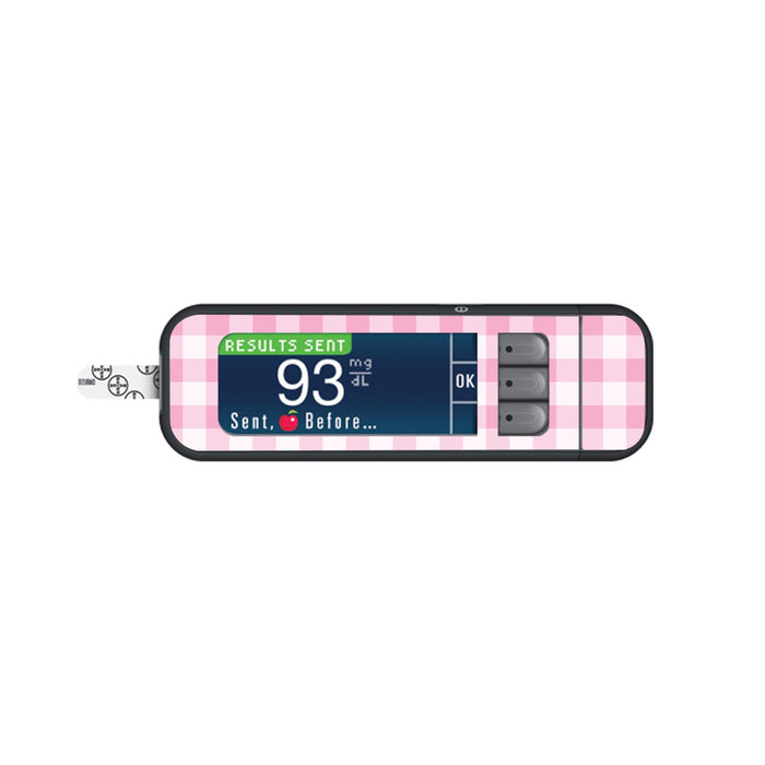 Pink Plaid Sticker for Bayer Contour Next Glucometer-Pump Peelz