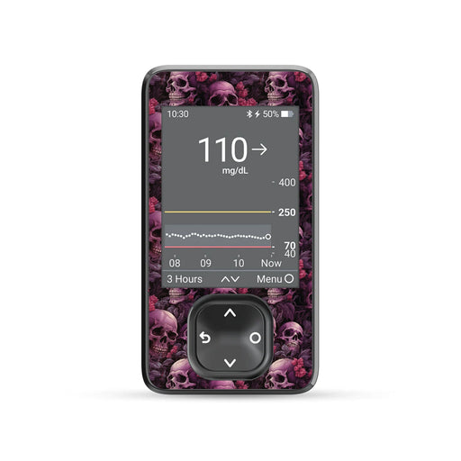 Pink Skulls DEXCOM G7 and Stelo and G6 Touchscreen Receiver Sticker-Pump Peelz