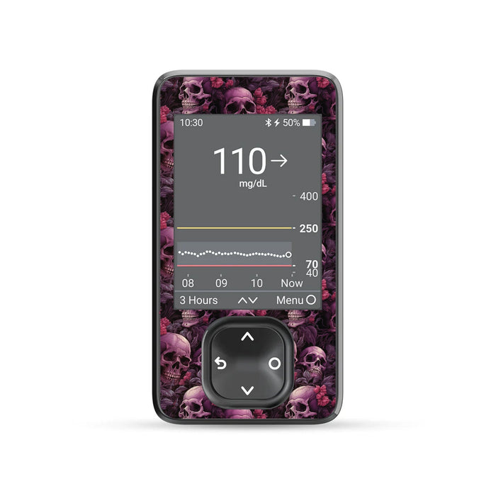 Pink Skulls DEXCOM G7 and Stelo and G6 Touchscreen Receiver Sticker-Pump Peelz