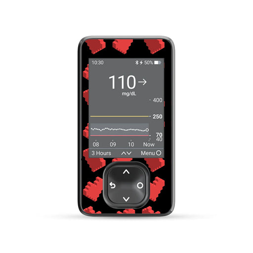 Pixel Hearts DEXCOM G7 and Stelo and G6 Touchscreen Receiver Sticker-Pump Peelz