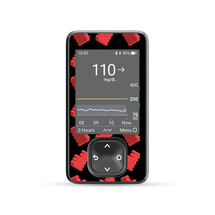 Pixel Hearts DEXCOM G7 and Stelo and G6 Touchscreen Receiver Sticker-Pump Peelz