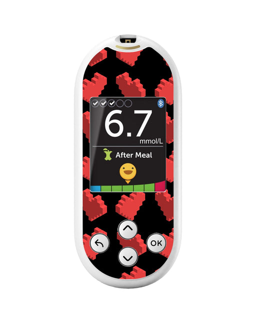 Pixel Hearts for OneTouch Verio Reflect Glucometer-Pump Peelz