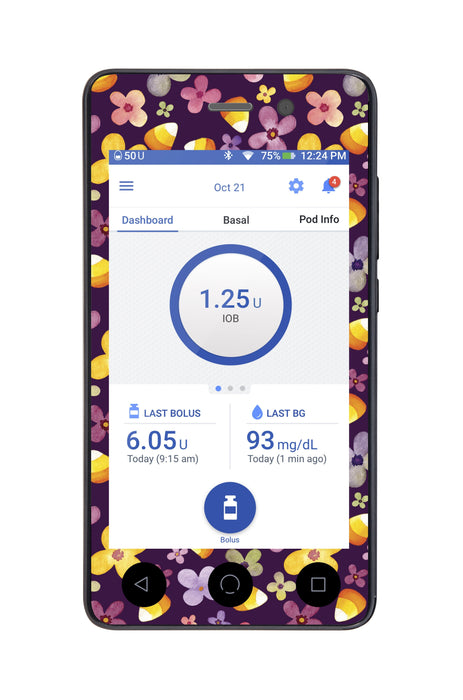 Purple Floral Omnipod Dash Peelz For Pdm