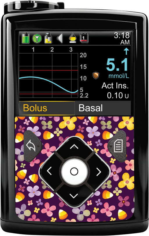 Purple Floral Sticker for Medtronic MiniMed 770G & 780G - Pump Peelz