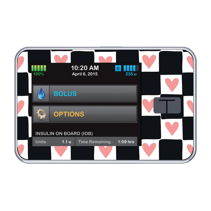 Checkered Hearts Sticker for Tandem t:slim - Pump Peelz