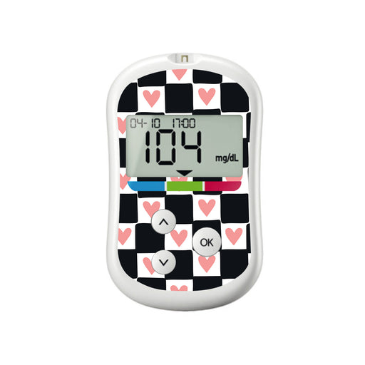 Checkered Hearts for OneTouch Verio Flex Glucometer - Pump Peelz