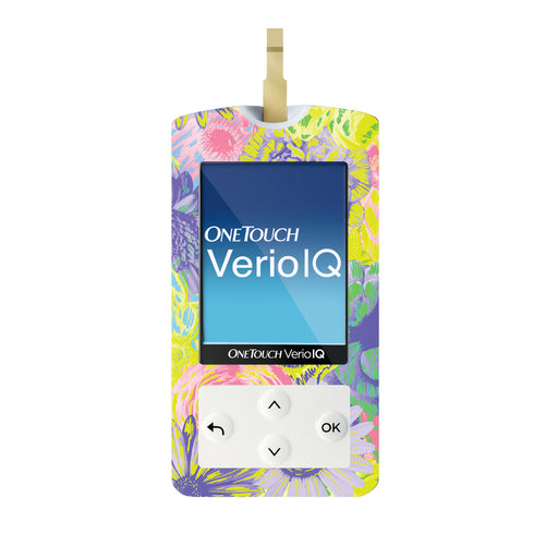Neon Floral for OneTouch Verio IQ Glucometer - Pump Peelz