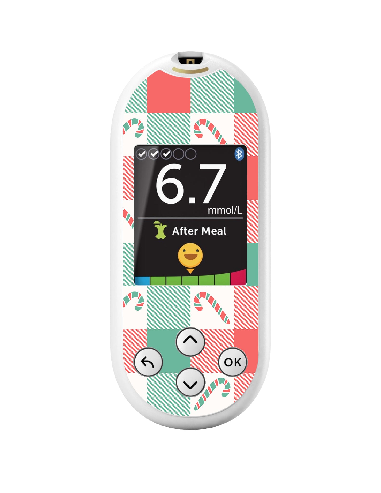 Peppermint Plaid OneTouch Verio Reflect Glucometer - Pump Peelz