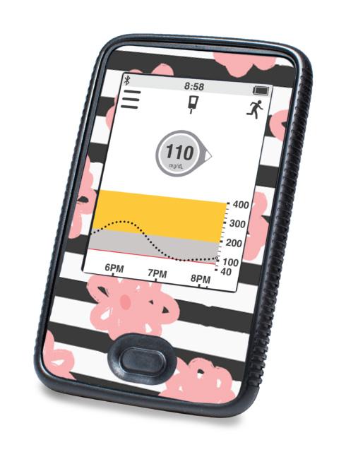Flowers And Stripes For Dexcom G6© Touchscreen Receiver Peelz Continuous Glucose Monitor