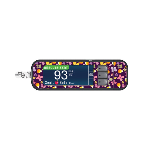 Purple Floral Skin For Bayer Contour Next Glucometer Peelz Meters