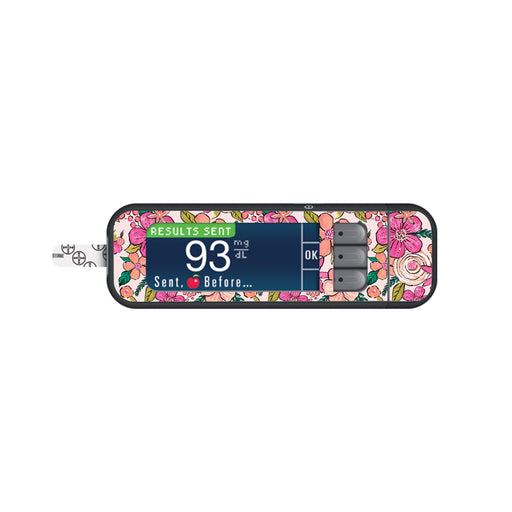 Peach Floral Skin For Bayer Contour Next Glucometer Peelz Meters