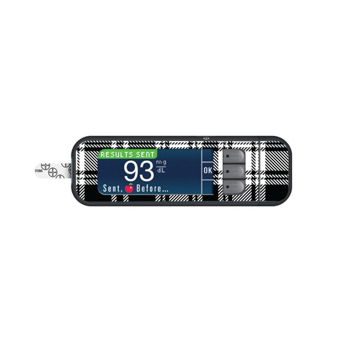 Black And White Plaid Skin For Bayer Contour Next Glucometer Peelz Meters