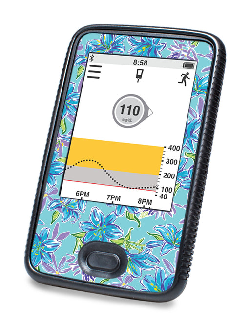 Azul Flowers For Dexcom G6© Touchscreen Receiver Peelz Continuous Glucose Monitor