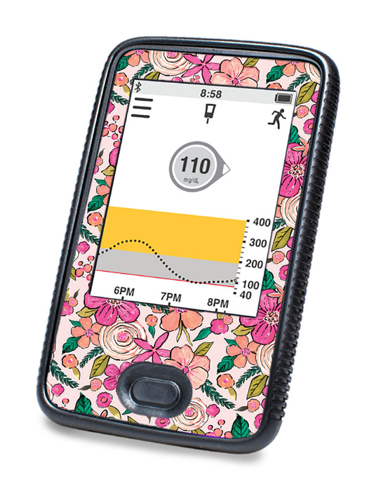 Peach Floral For Dexcom G6© Touchscreen Receiver Peelz Continuous Glucose Monitor