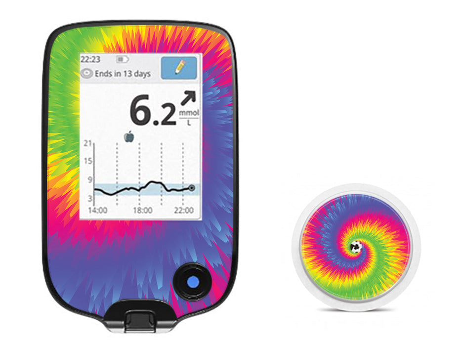 Rainbow Tie Dye Freestyle Libre Receiver + Sensor Libre