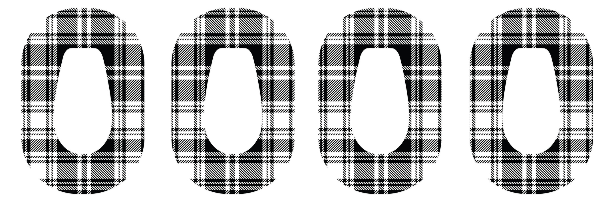 Black And White Plaid For Patch+ Dexcom G6 Tape 4-Pack