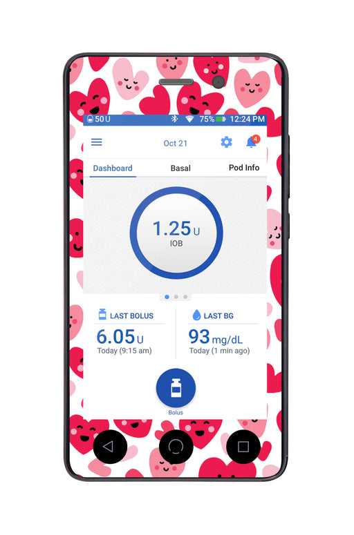 Smiley Hearts Omnipod Dash Peelz For Pdm
