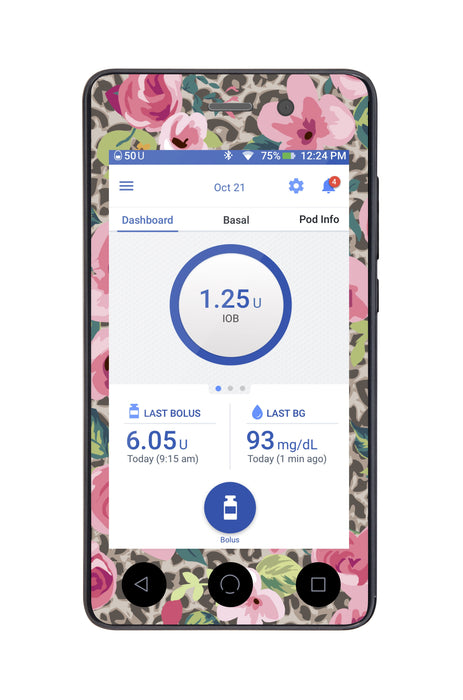 Leopard Floral Omnipod Dash Whole System Peelz (Front + Case) For Pdm