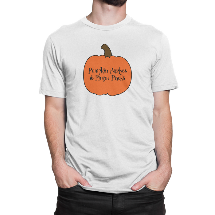 Pumpkin Patches & Finger Pricks Adult T-Shirt - Pump Peelz