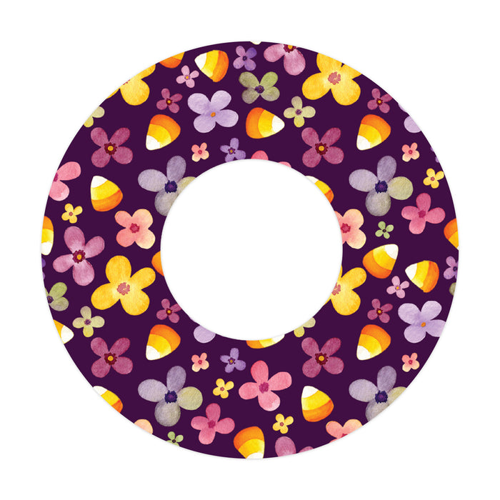 Purple Floral Patch+ Tape Designed for the FreeStyle Libre 2 - Pump Peelz