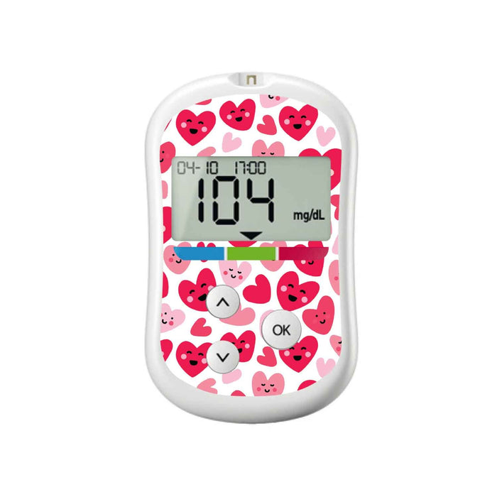Smiley Hearts For Onetouch Verio Flex Glucometer Peelz