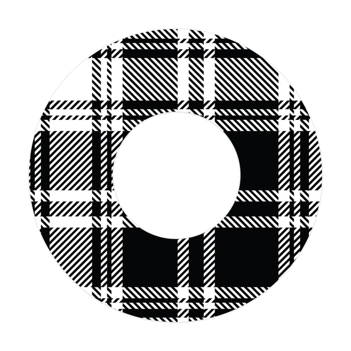 Black and White Plaid Patch+ Tape Designed for the FreeStyle Libre 2