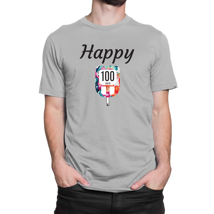 Happy 100 Mens T-Shirt M / Grey Cotton Shirts