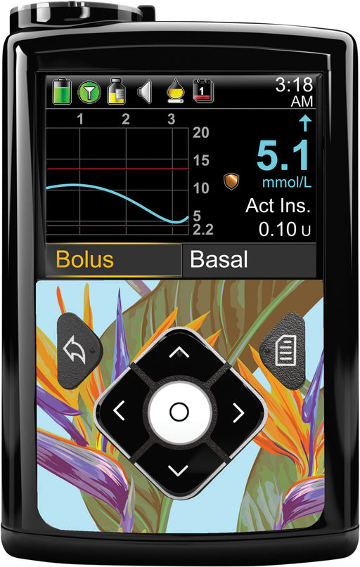 Birds Of Paradise For Sticker Medtronic Minimed 670G Insulin Pump Whole System Peelz (Front Back +