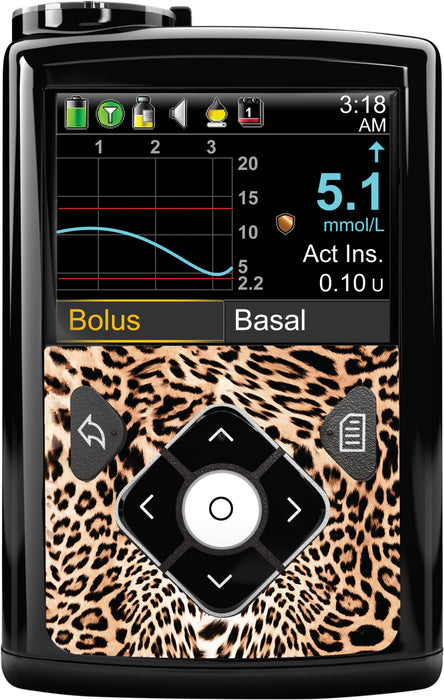 Leopard Print Sticker For Medtronic Minimed 670G Insulin Pump Whole System Peelz (Front Back + Clip)