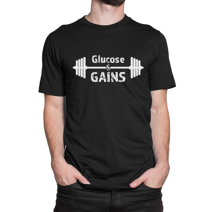 Glucose & Gains Mens T-Shirt S / Black Cotton Shirts