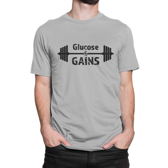 Glucose & Gains Mens T-Shirt S / Grey Cotton Shirts