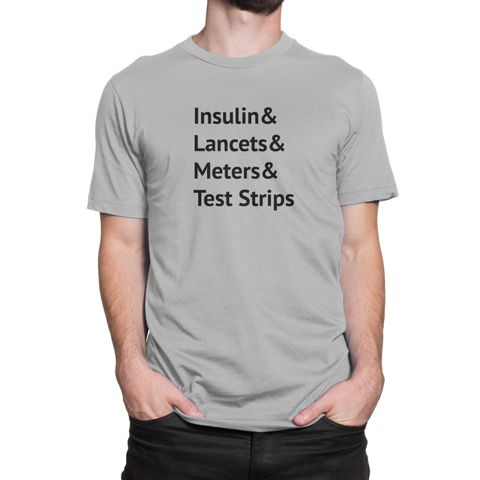 Diabetes&&& Mens T-Shirt S / Grey Cotton Shirts