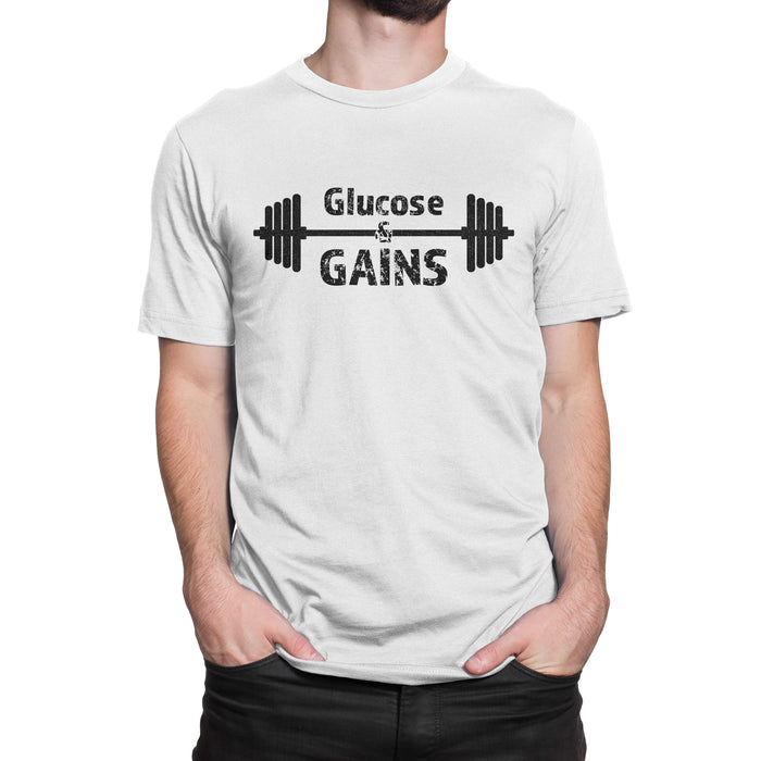Glucose & Gains Mens T-Shirt S / White Cotton Shirts